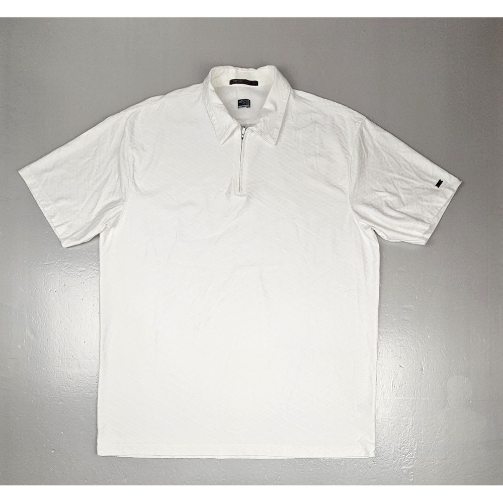 Tiger Woods Collection Polo Shirt Mens 2XL White Dri Fit Qt. Zip Golf SS.